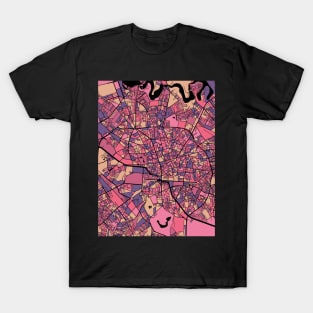 Bucharest Map Pattern in Purple & Pink T-Shirt